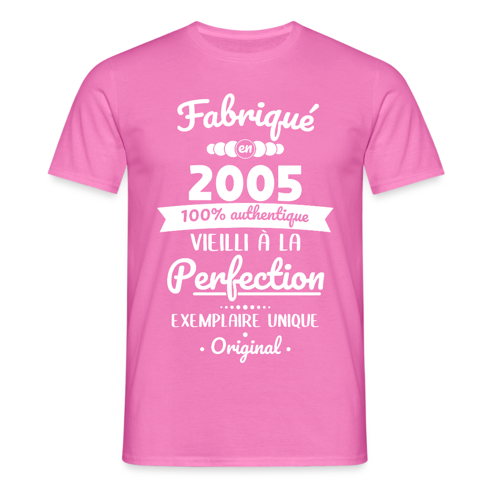 T-shirt Homme - Anniversaire 20 Ans - Fabriqué en 2005 - rose
