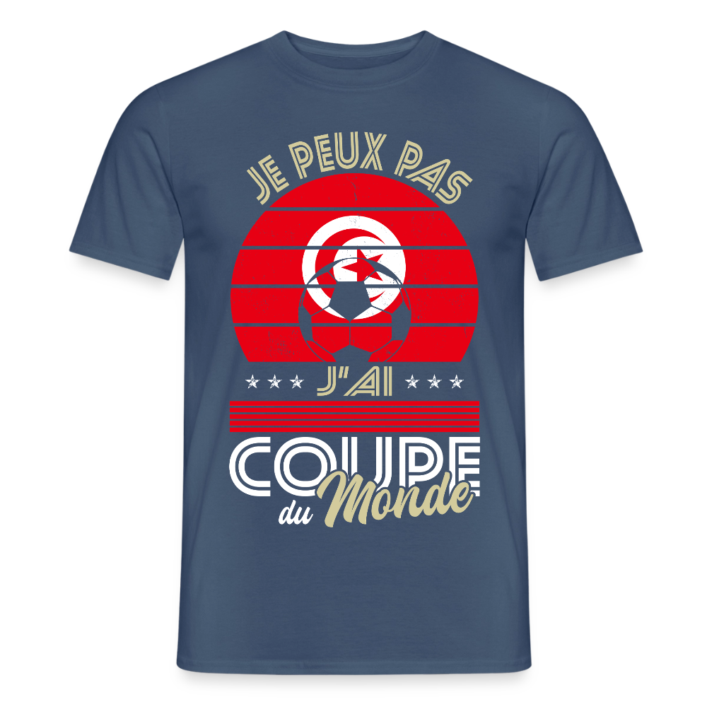 T-shirt Homme - Je peux pas j'ai Coupe du Monde - Tunisie - denim foncé
