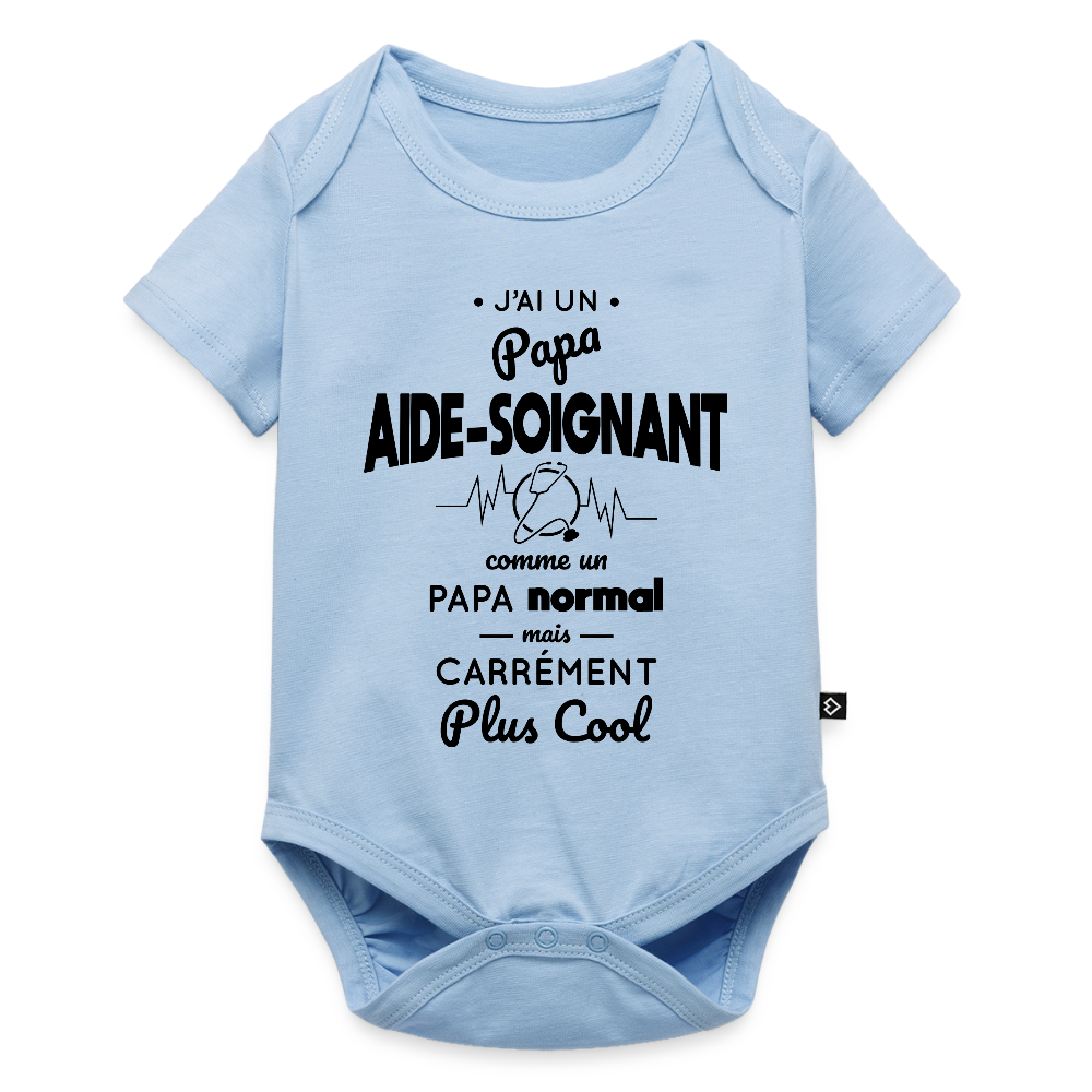 Body Bébé bio manches courtes - J'ai un papa aide-soignant - bleu clair