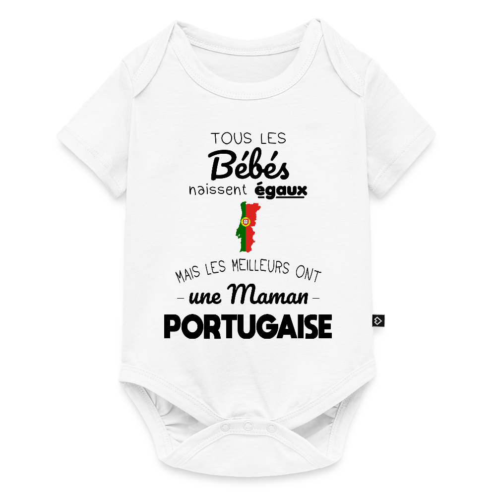 Body Bébé bio manches courtes - Les Meilleurs Ont Une Maman Portugaise - blanc