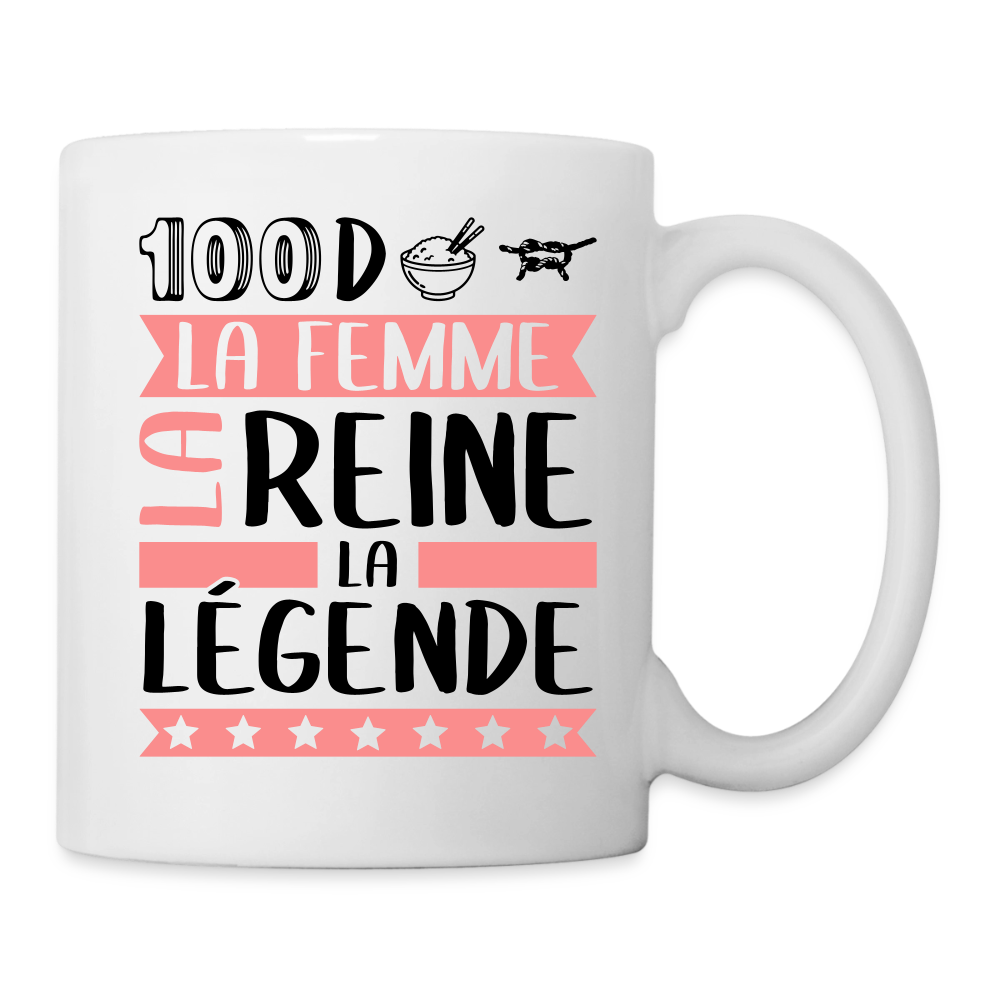 Mug blanc Sandrine rébus – La femme, la reine, la légende - blanc
