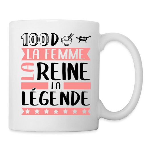 Mug blanc Sandrine rébus – La femme, la reine, la légende - blanc