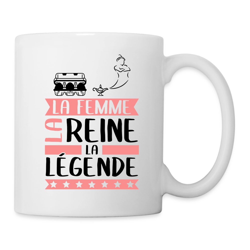 Mug blanc Eugénie rébus – La femme, la reine, la légende - blanc