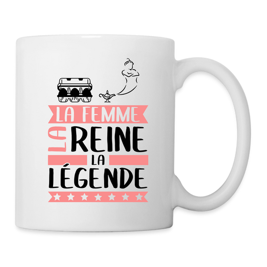 Mug blanc Eugénie rébus – La femme, la reine, la légende - blanc