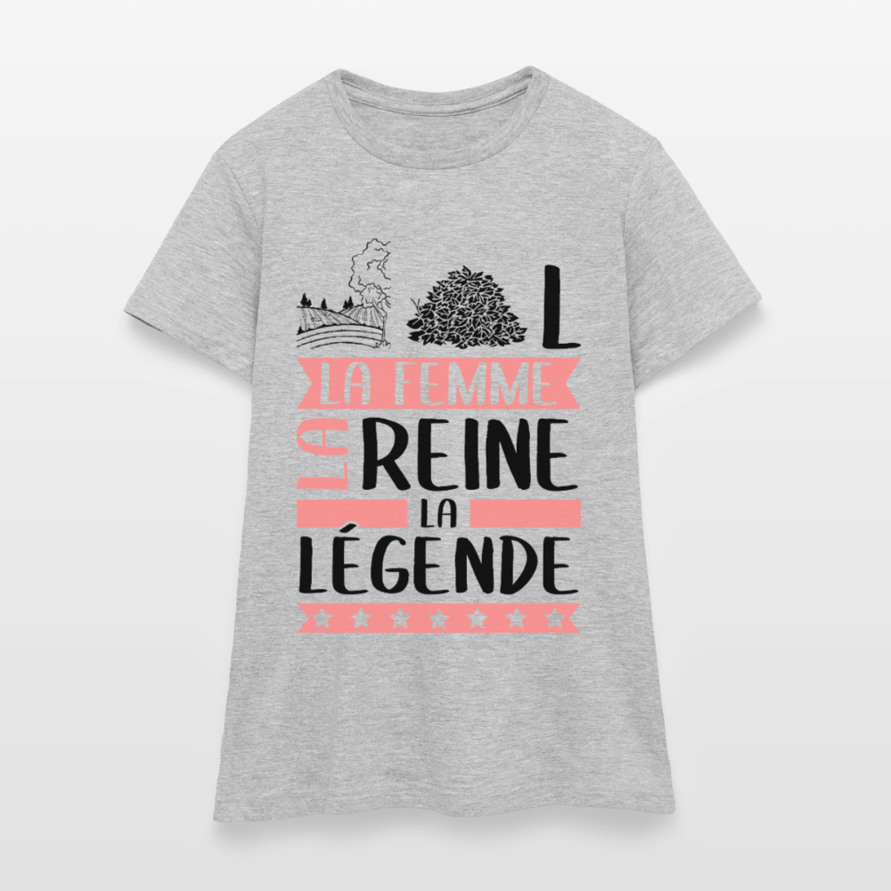 T-shirt femme coloris clair Chantal en rébus – La femme, la reine, la légende - gris chiné