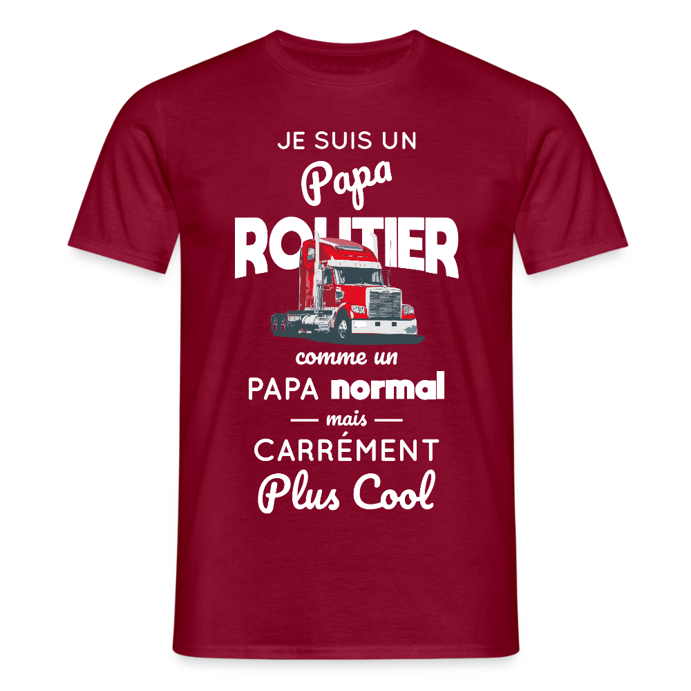 T-shirt Homme - Papa routier plus cool - rouge brique