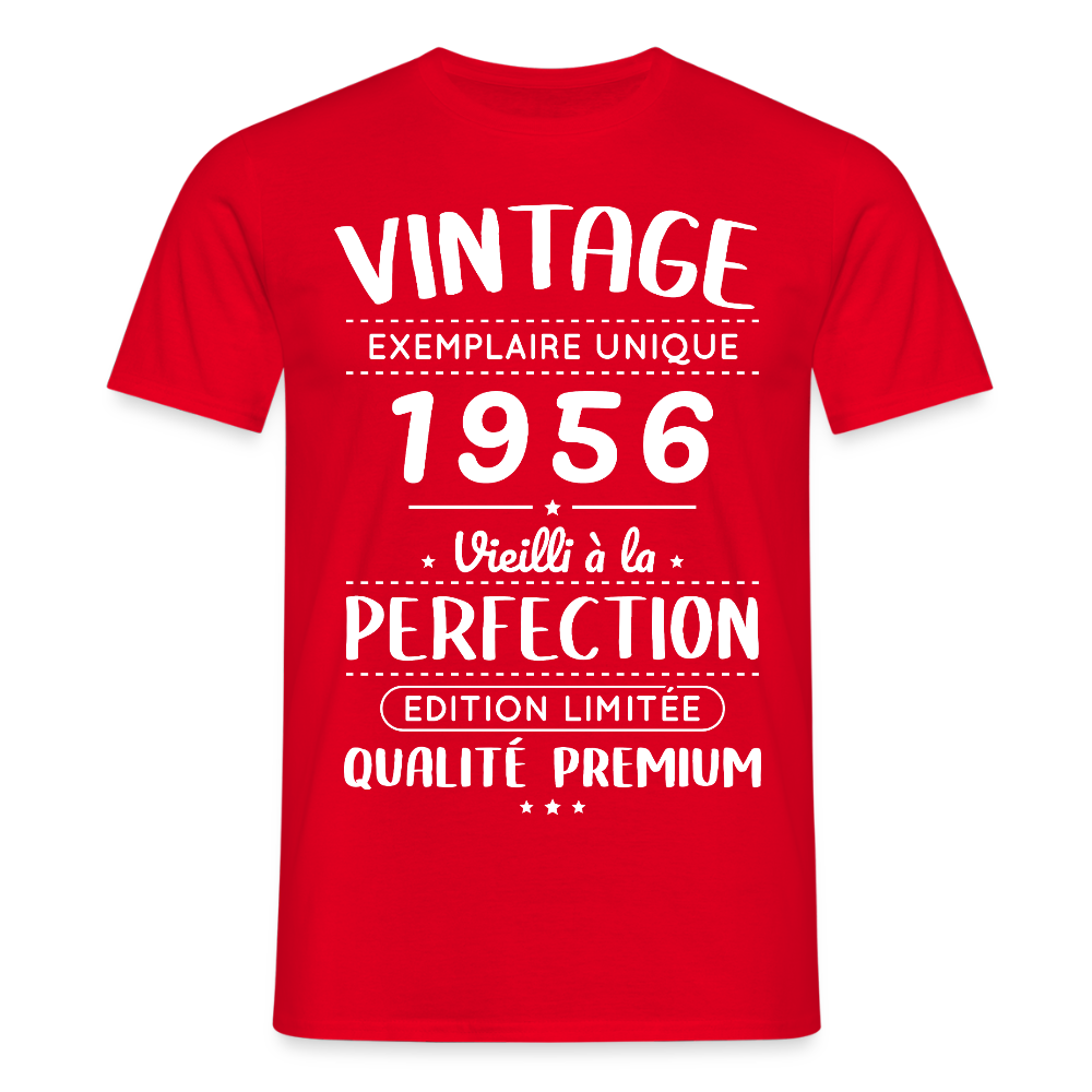 T-shirt anniversaire homme 70 ans – Vintage 1956 – Perfection - rouge