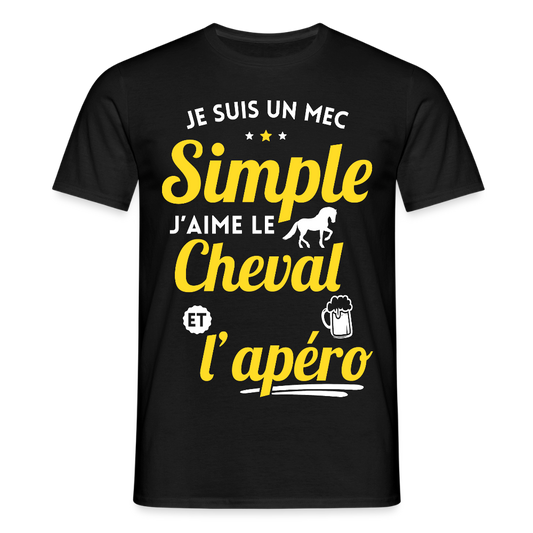 T-shirt Homme - J'aime le cheval et l'apéro - noir
