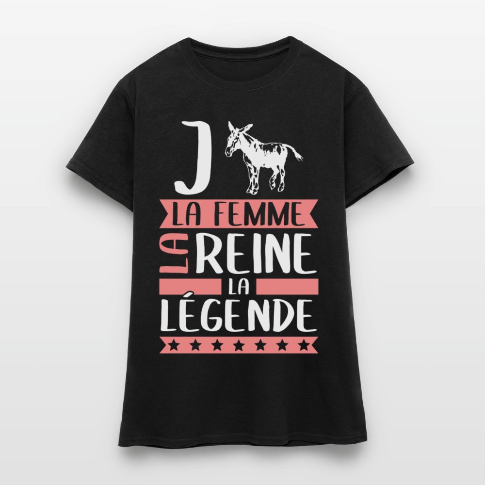 T-shirt femme Jeanne rébus – La femme, la reine, la légende - noir