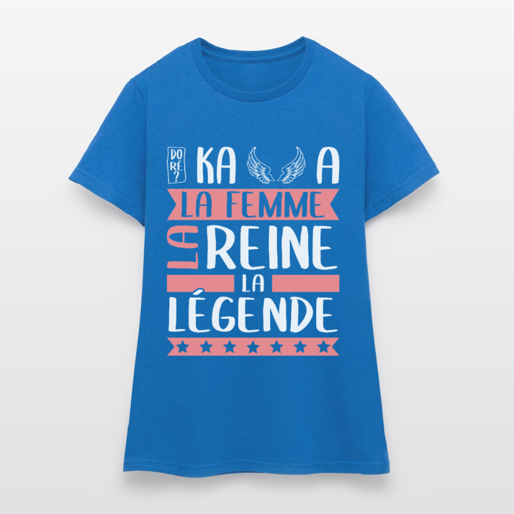 T-shirt femme Michaëlla rébus – La femme, la reine, la légende - bleu royal