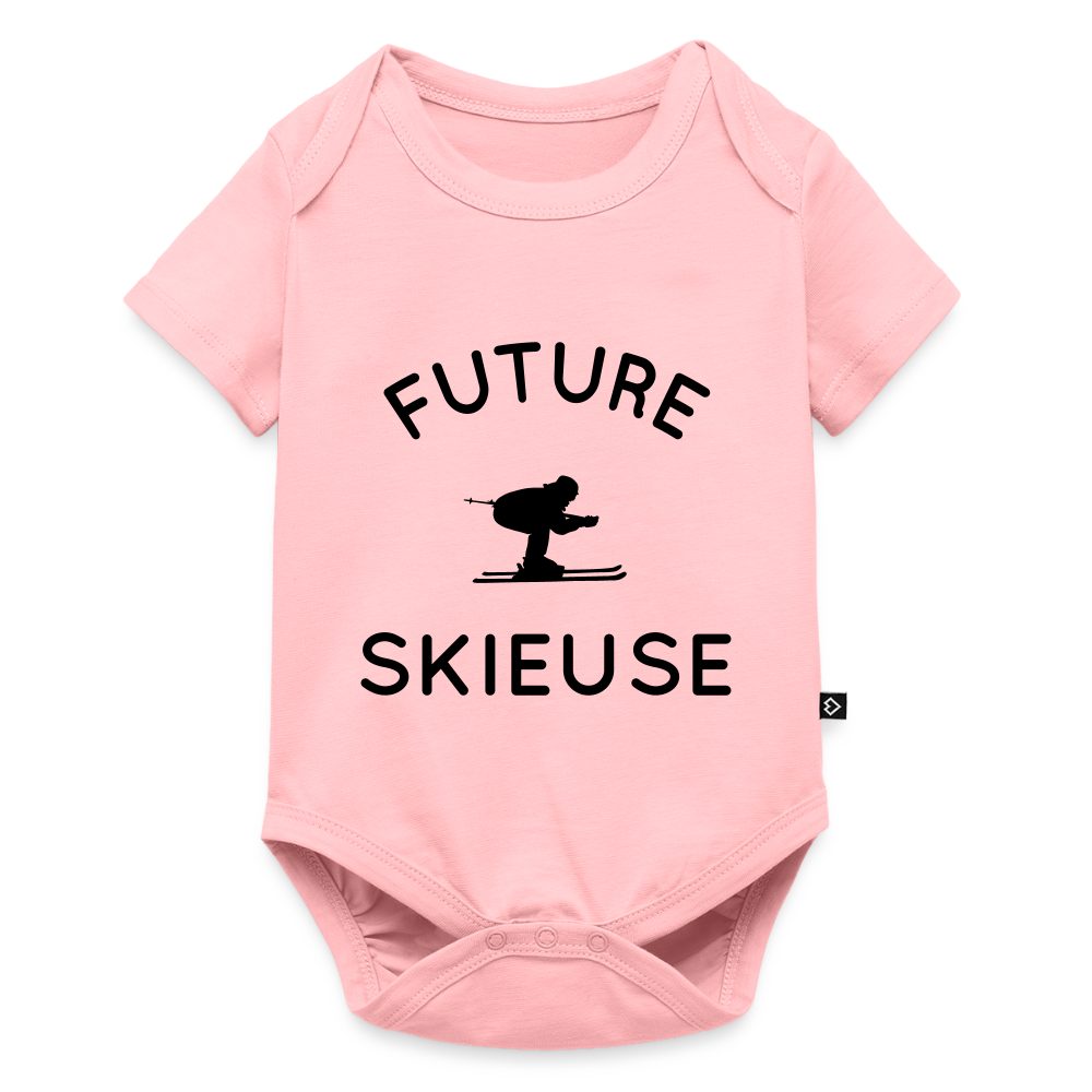 Body Bébé bio manches courtes - Future skieuse - rose