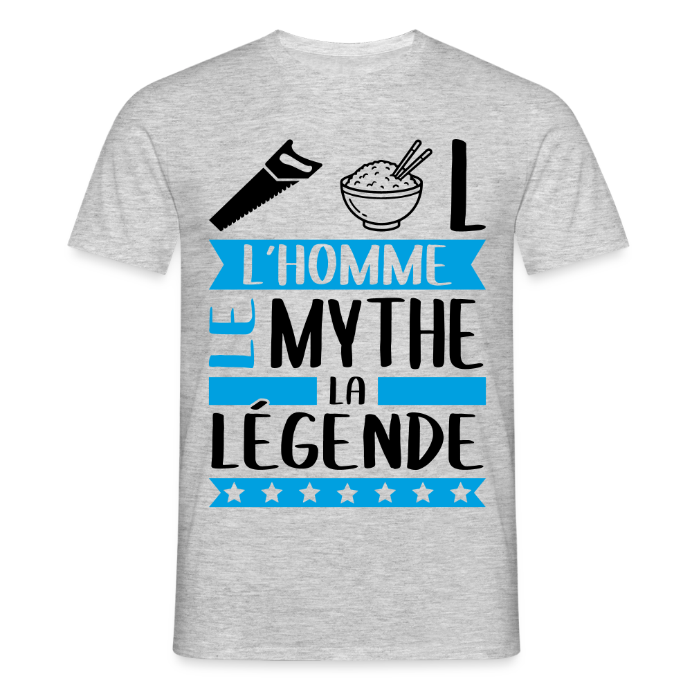 T-shirt homme coloris clair Cyril rébus – L’homme, le mythe, la légende - gris chiné