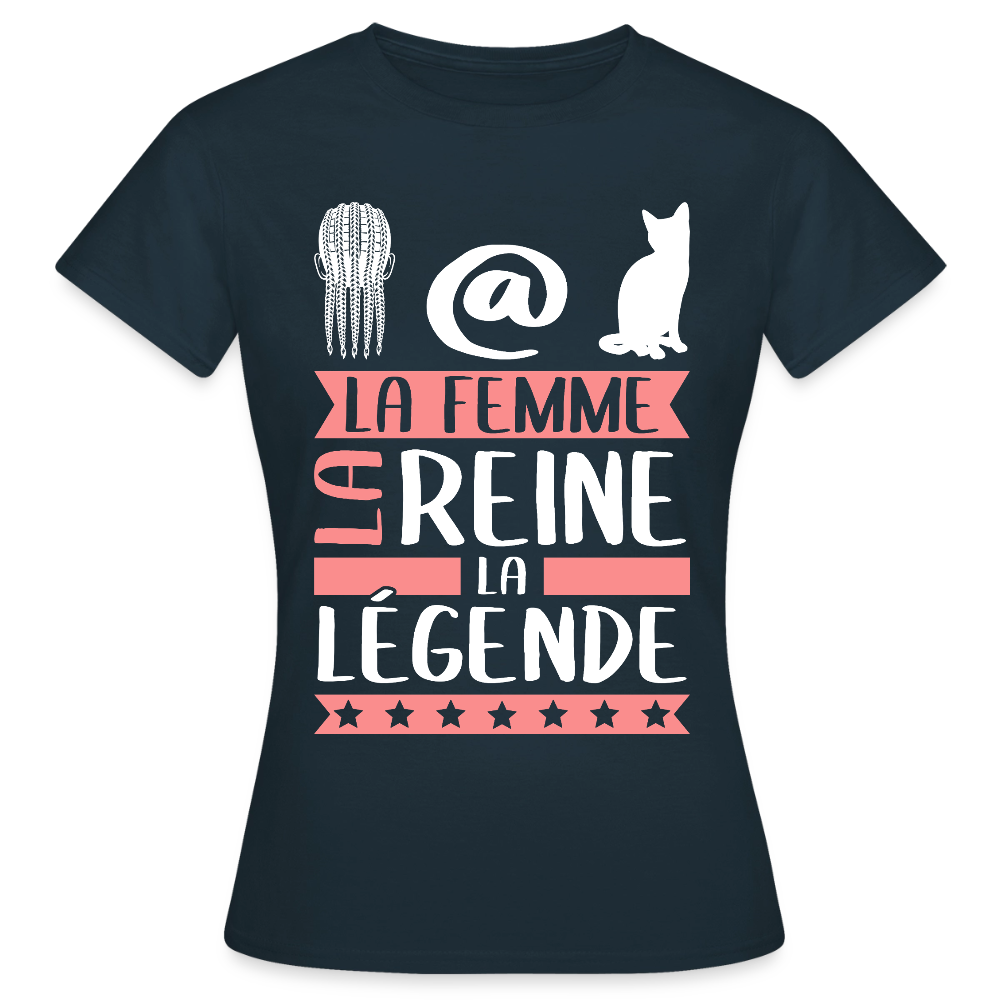 T-shirt femme Natacha rébus – La femme, la reine, la légende - marine