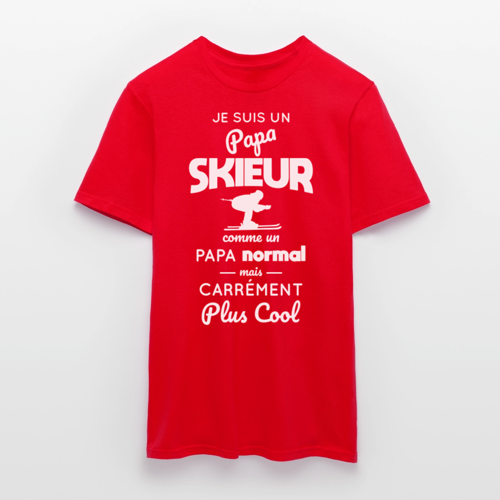T-shirt Homme - Papa skieur plus cool - rouge