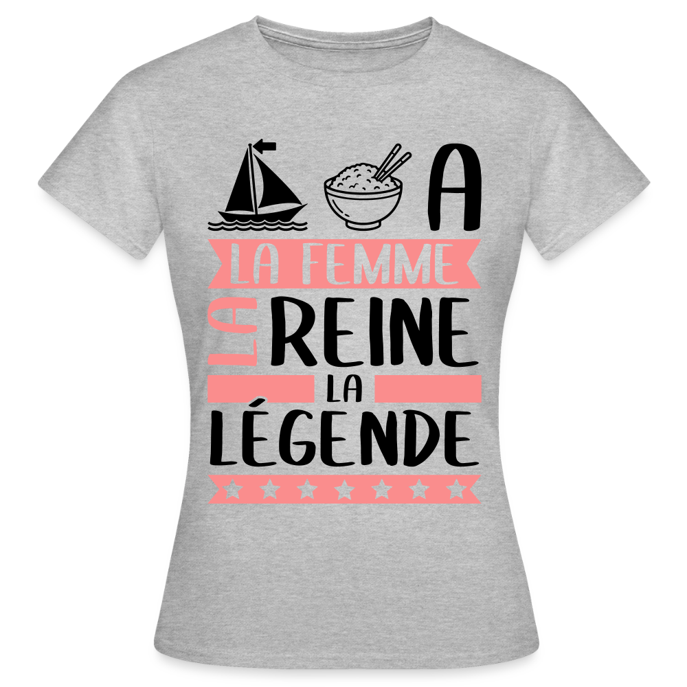 T-shirt femme coloris clair Maria rébus – La Femme, la reine, la légende - gris chiné