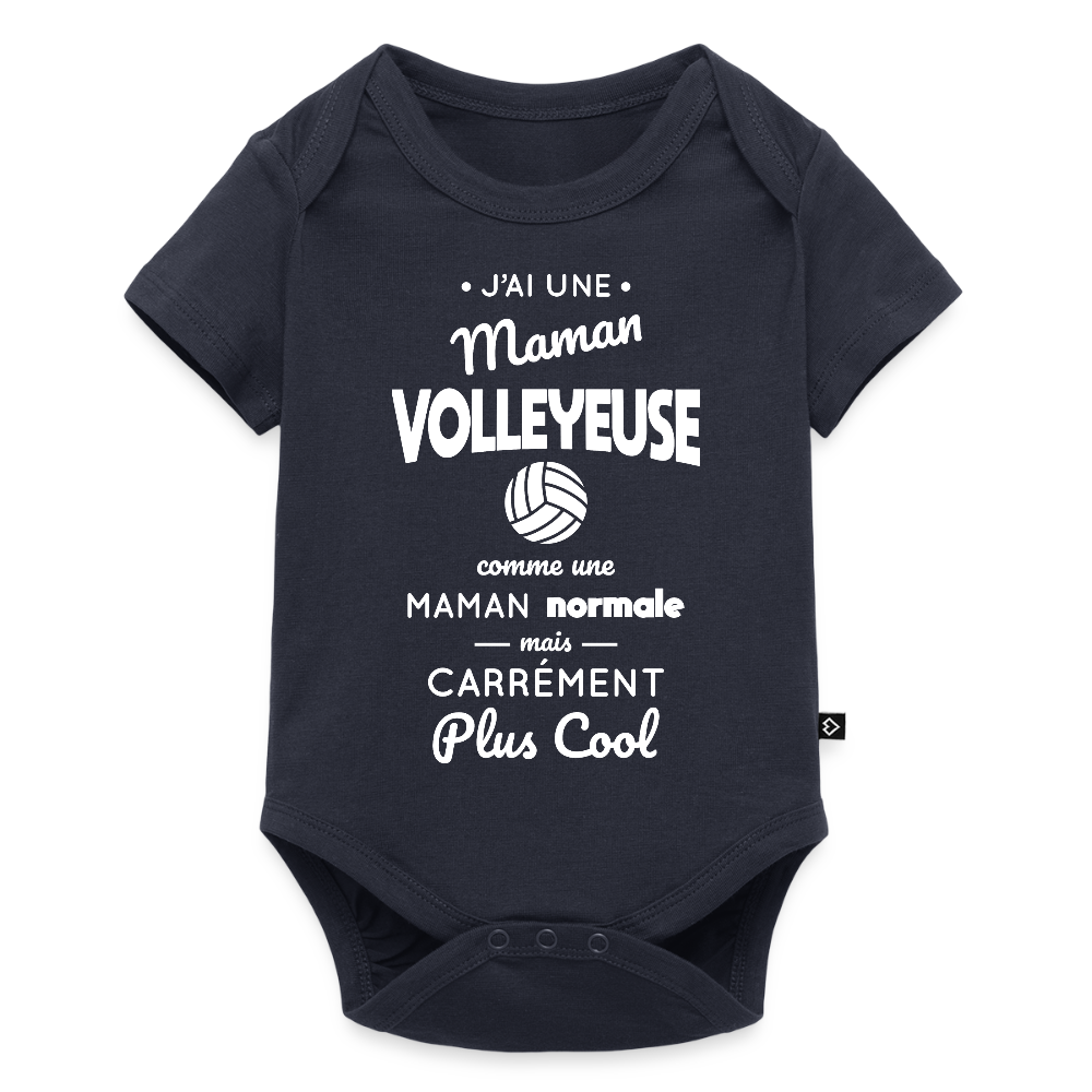 Body Bébé bio manches courtes - J'ai une maman volleyeuse - bleu marine