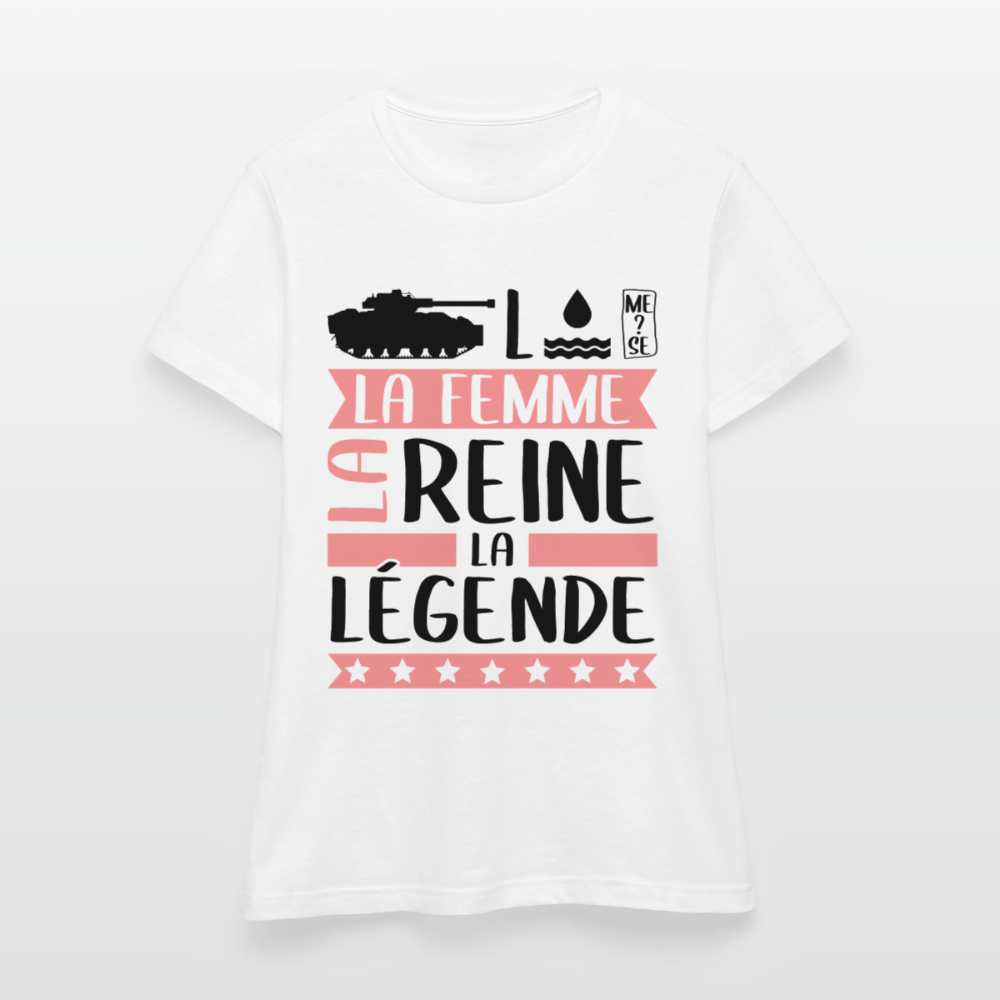 T-shirt femme coloris clair Charlotte en rébus – La femme, la reine, la légende - blanc