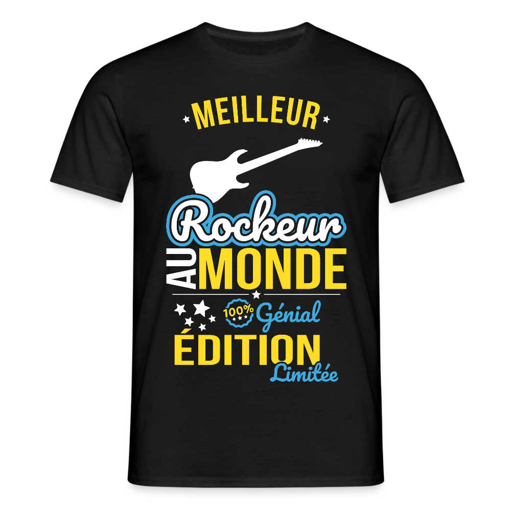 T-shirt Homme - Meilleur Rockeur au monde - 100% génial - noir