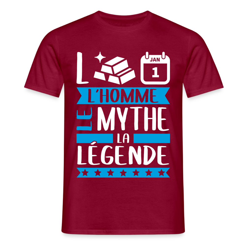 T-shirt homme Laurent rébus – L’homme, le mythe, la légende - rouge brique