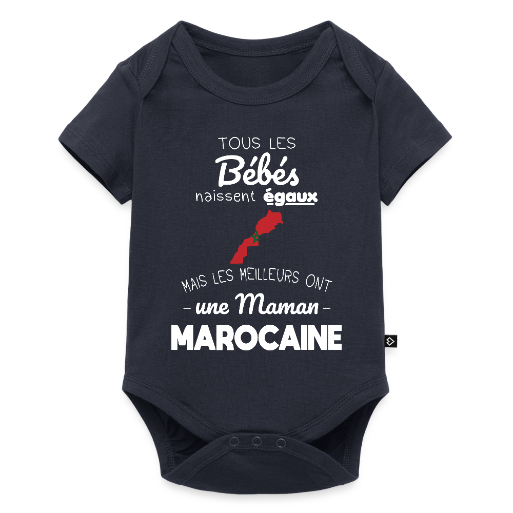 Body Bébé bio manches courtes - Les Meilleurs Ont Une Maman Marocaine - bleu marine