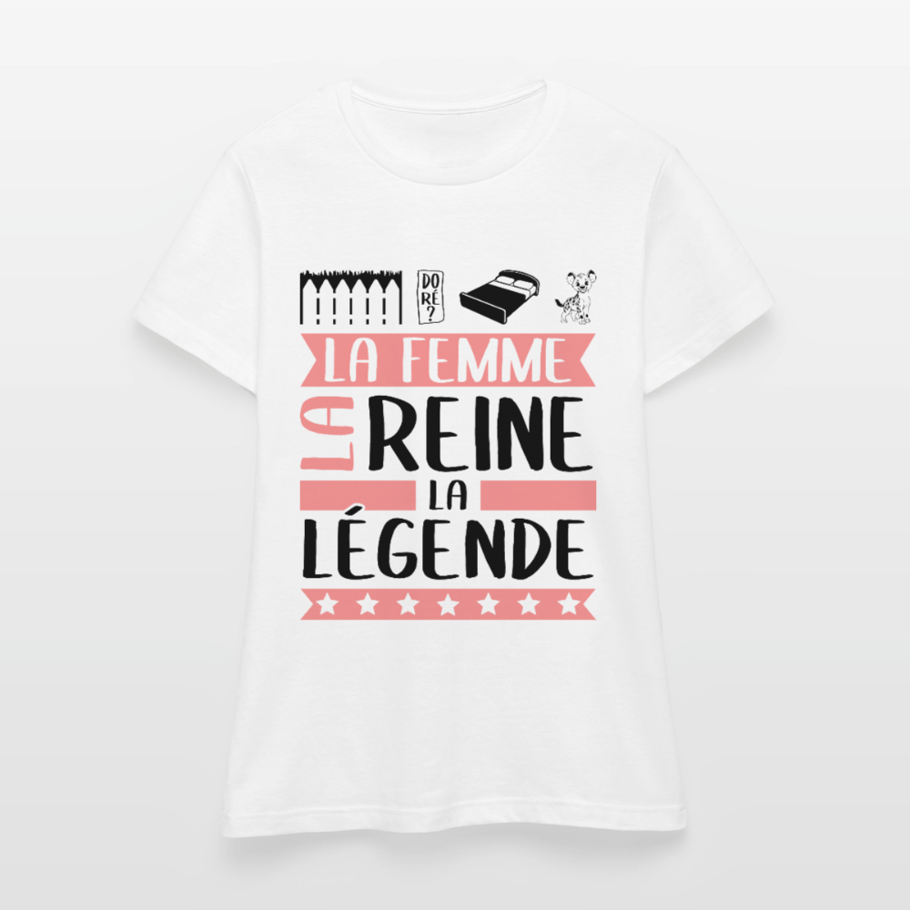 T-shirt femme coloris clair Emilienne rébus – La femme, la reine, la légende - blanc