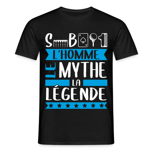 T-shirt homme Sébastien rébus – L’homme, le mythe, la légende - noir