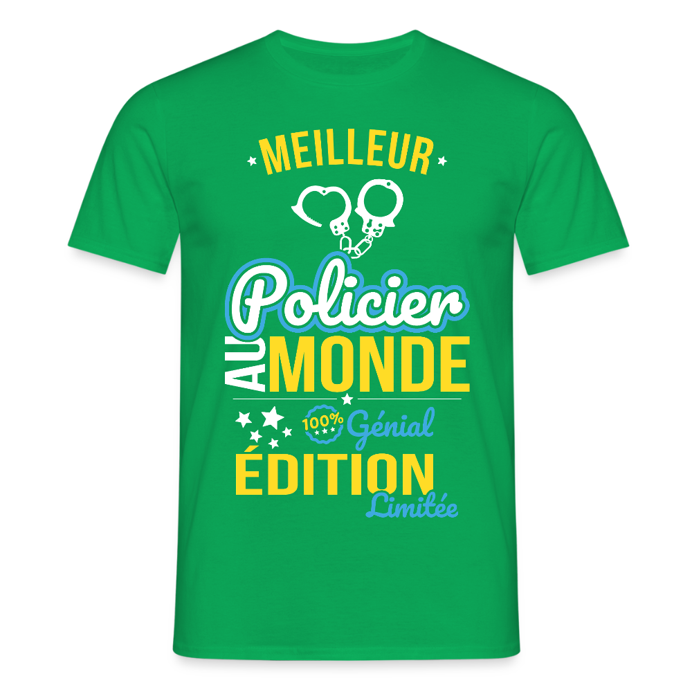 T-shirt Homme - Meilleur Policier au monde - 100% génial - vert