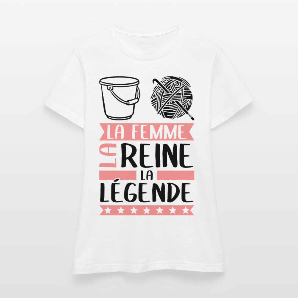T-shirt femme coloris clair Solène en rébus – La femme, la reine, la légende - blanc