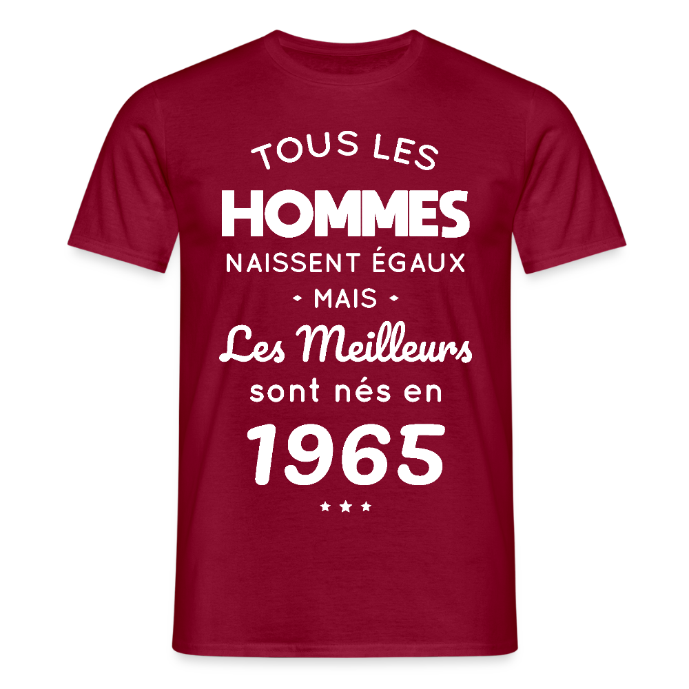 T-shirt Homme - Anniversaire 60 Ans - Les meilleurs sont nés en 1965 - rouge brique