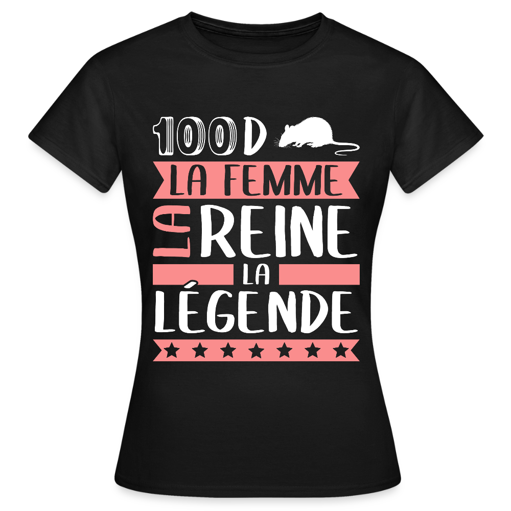 T-shirt femme Sandra rébus – La femme, la reine, la légende - noir
