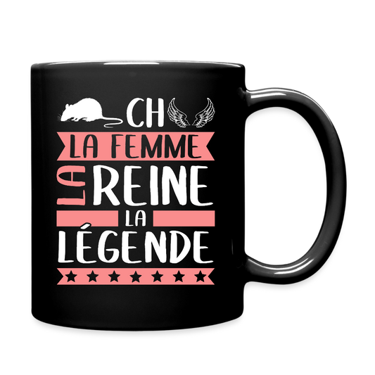 Mug uni Rachel rébus – La femme, la reine, la légende - noir