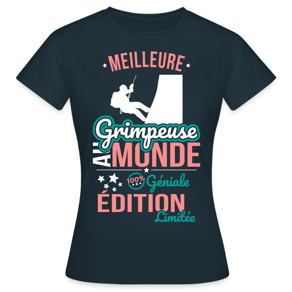 T-shirt Femme - Meilleure Grimpeuse au monde - 100% géniale - marine