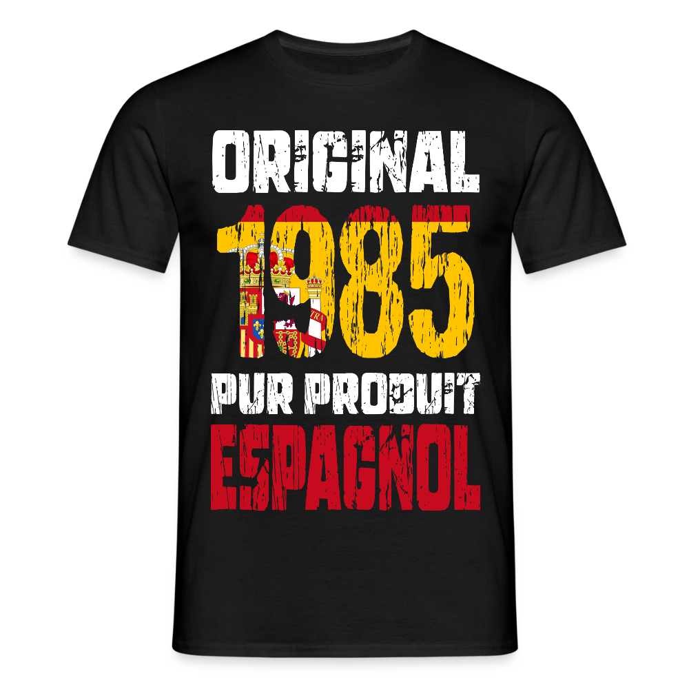 T-shirt Homme - Anniversaire 40 Ans - Original 1985 - Pur produit Espagnol - noir