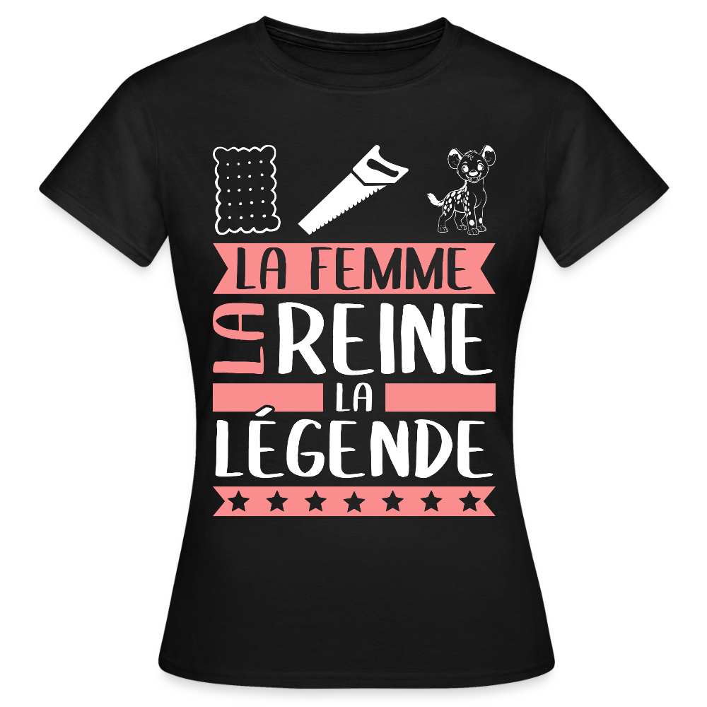 T-shirt femme Lucienne rébus – La femme, la reine, la légende - noir