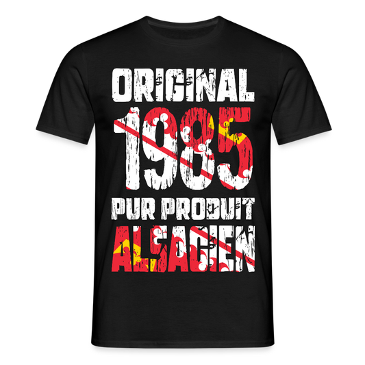 T-shirt Homme - Anniversaire 40 Ans - Original 1985 - Pur produit Alsacien - noir