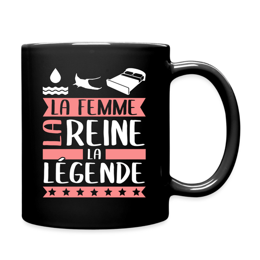 Mug uni Aurélie rébus – La femme, la reine, la légende - noir