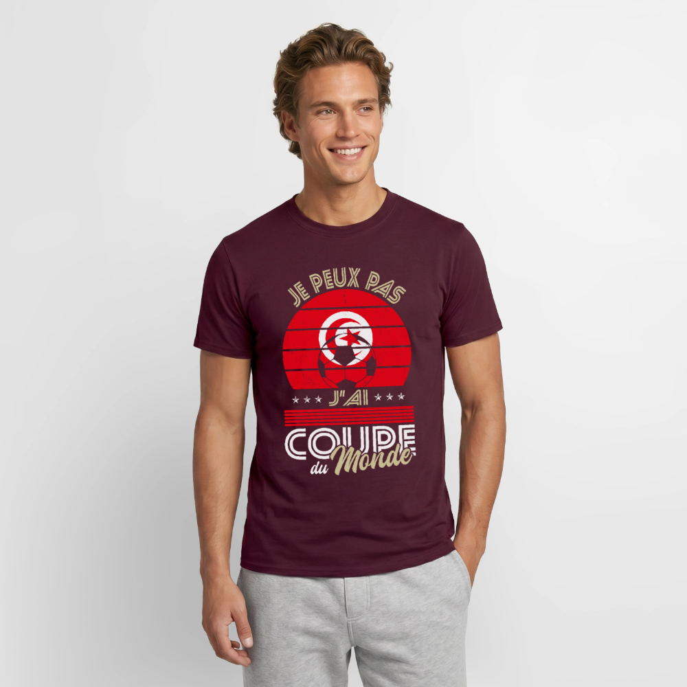 T-shirt Homme - Je peux pas j'ai Coupe du Monde - Tunisie - rouge brique