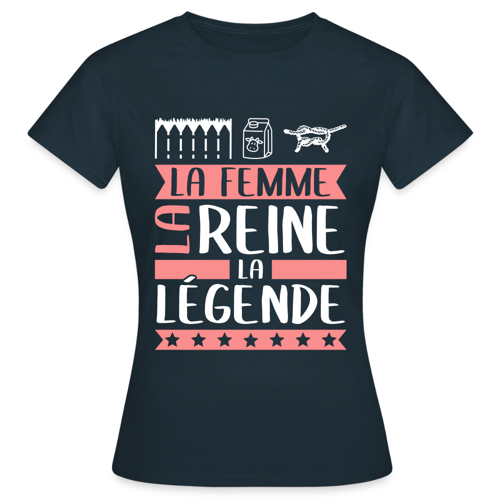 T-shirt femme Hélène rébus – La femme, la reine, la légende - marine