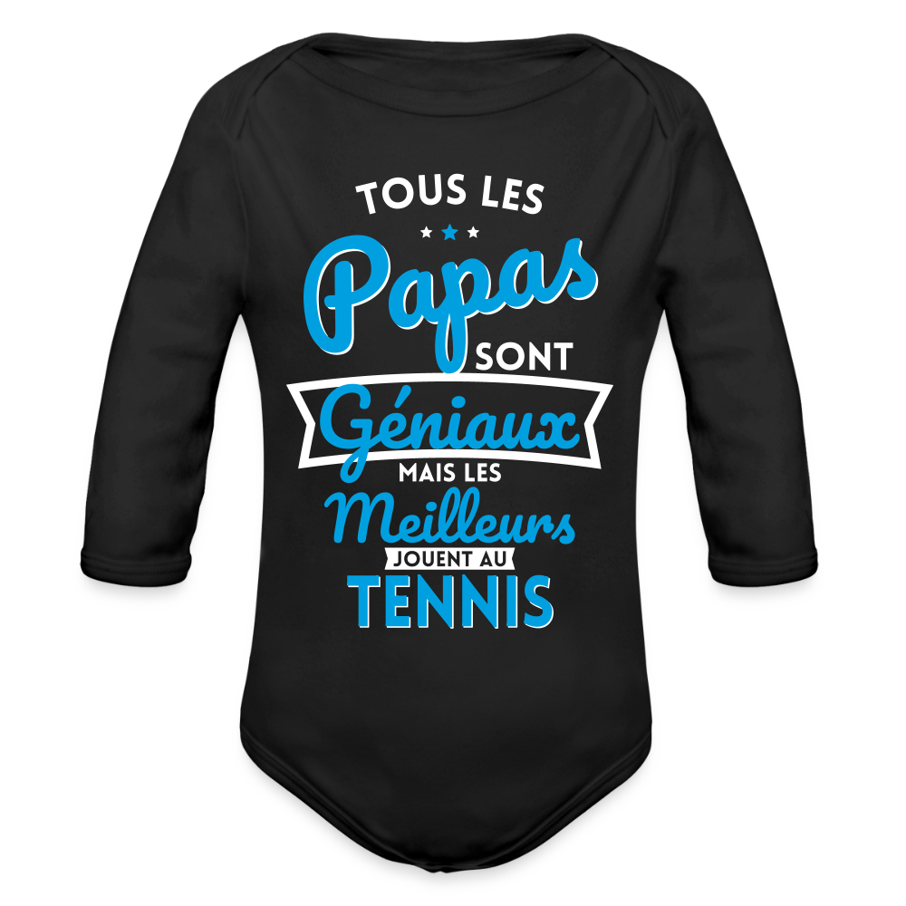Body Bébé bio manches longues - les meilleurs jouent au tennis - noir