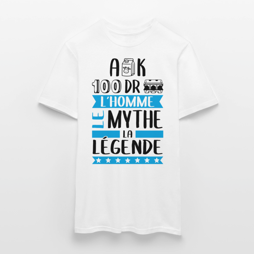 T-shirt homme coloris clair Alexandre rébus – L’homme, le mythe, la légende - blanc
