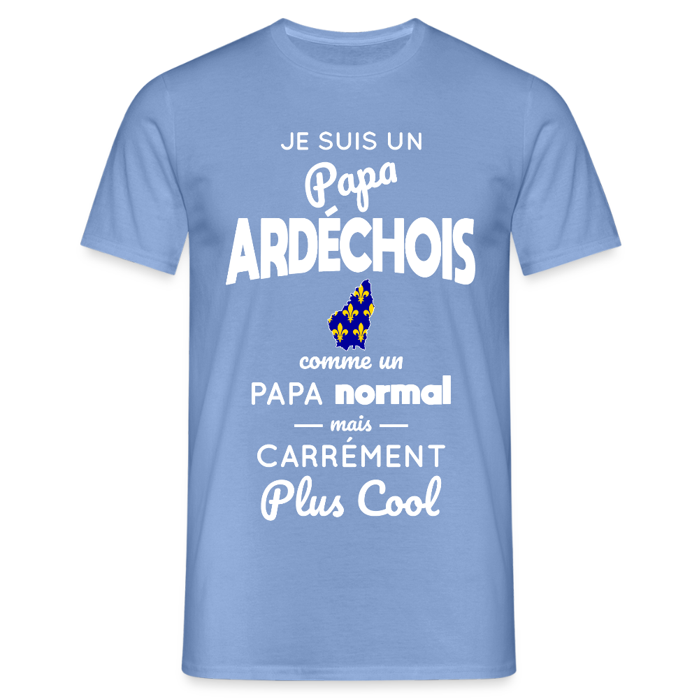 T-shirt Homme - Papa Ardéchois Plus Cool - carolina blue