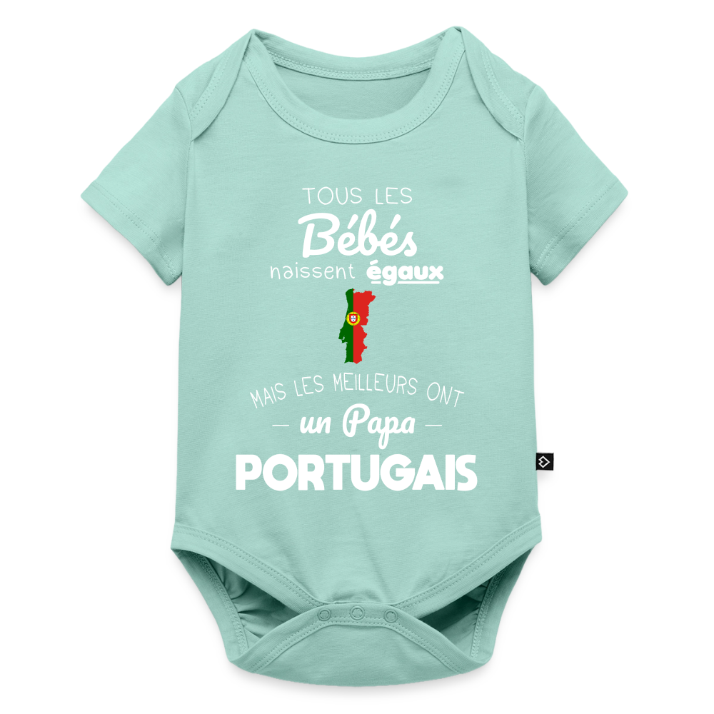Body Bébé bio manches courtes - Les Meilleurs Ont Un Papa Portugais - menthe 