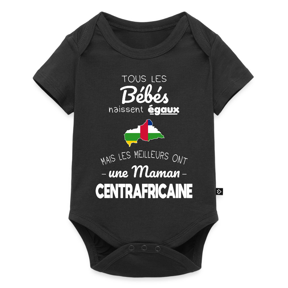 Body Bébé bio manches courtes - Les Meilleurs Ont Une Maman Centrafricaine - noir