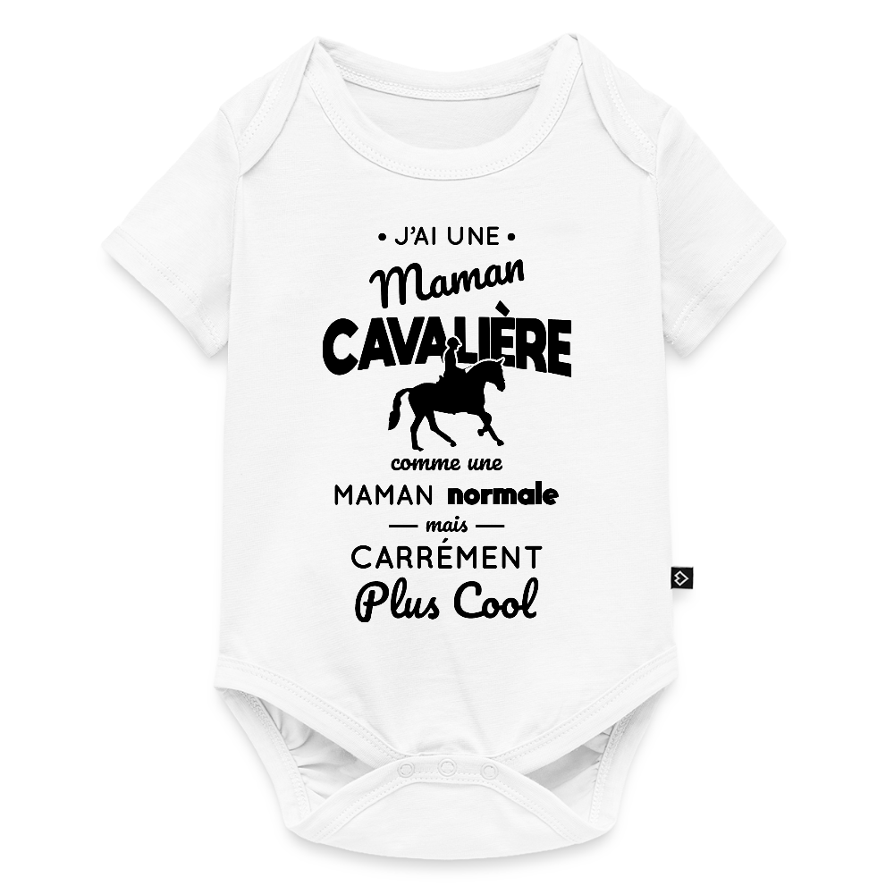 Body Bébé bio manches courtes - J'ai une maman cavalière - blanc
