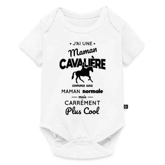 Body Bébé bio manches courtes - J'ai une maman cavalière - blanc