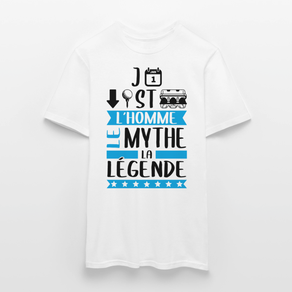 T-shirt homme coloris clair Jean-Baptiste en rébus – L’homme, le mythe, la légende - blanc