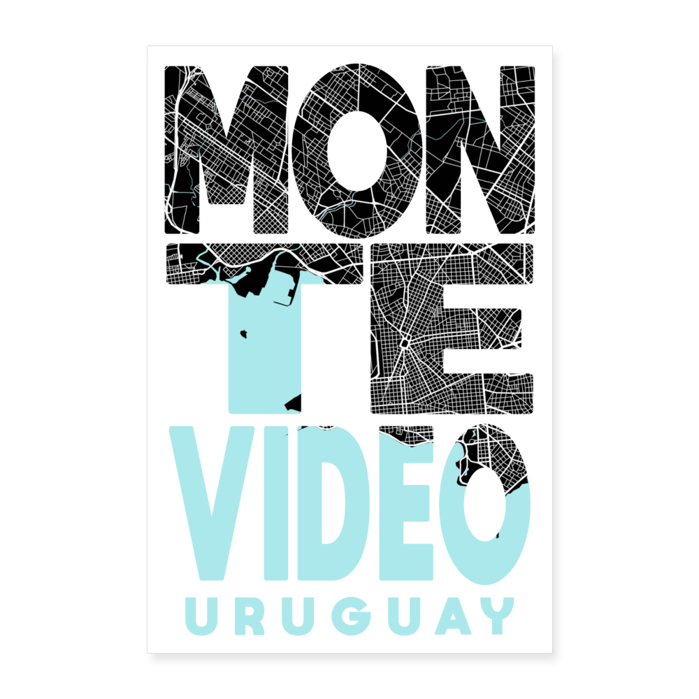 Poster Montevideo - Plan Montevideo - 60 x 90 cm - blanc