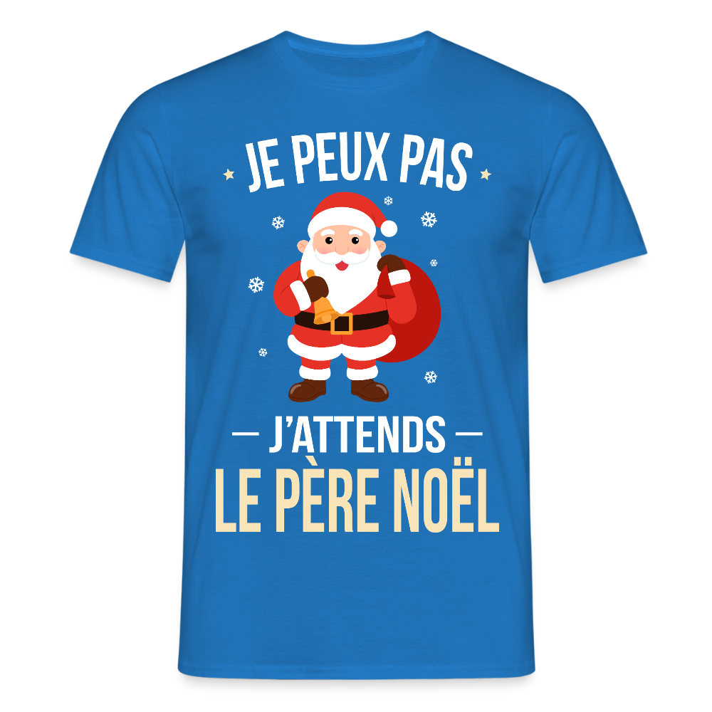 T-shirt homme Noël – Je peux pas, j’attends le Père Noël – Cadeau drôle et festif - bleu royal