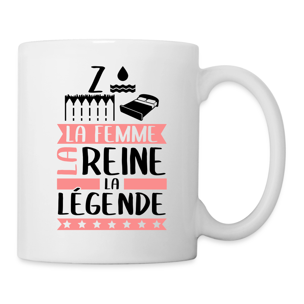 Mug blanc Zoélie rébus – La femme, la reine, la légende - blanc