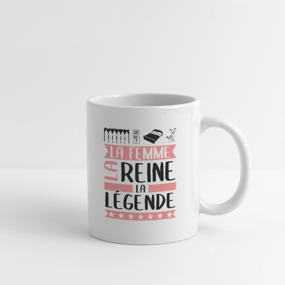 Mug blanc Emilienne rébus – La femme, la reine, la légende - blanc